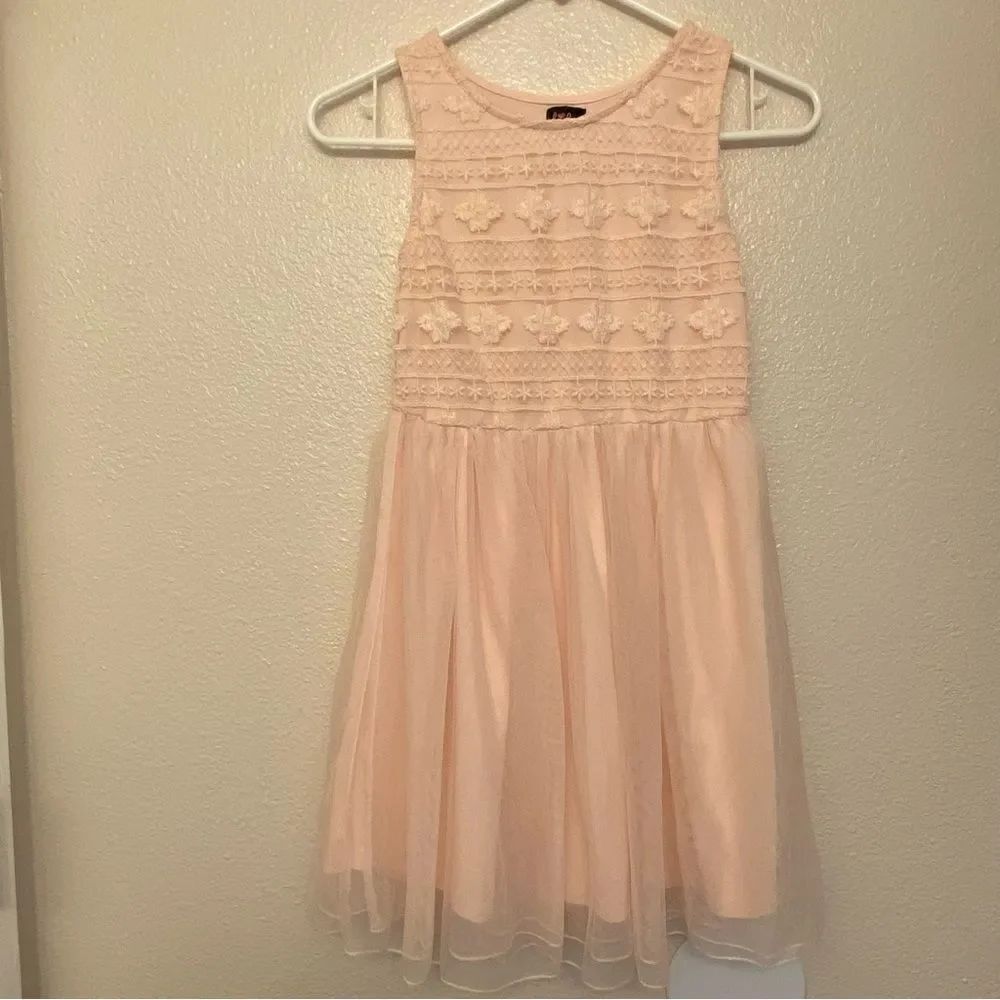 Lilt blush pink lace sleeveless tank crew neck girls dress-12